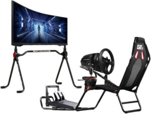 Mid Range Racing Simulator Cockpit - Next Level Racing GTLite & Lite Monitor Stand + Thrustmaster T300 RS GT Wheel & TH8S Shifter + Samsung Odyssey G5 34" Gaming Monitor