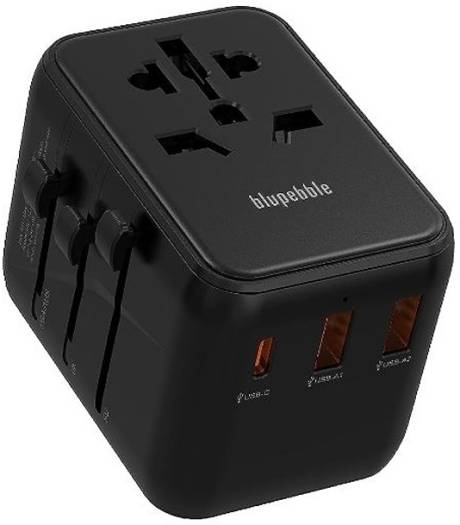 Blupebble Passport 3.1 World Travel Adapter with 1 USB-C + 2 USB-A ports, Fast Charging, UK, USA, AU, Power Adapter Socket for Multi Countries, Black | BP-TVL0031-BK - Image 2