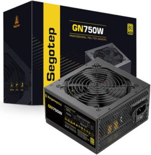 Segotep GN750W Non-Modular Power Supply, 750W Power Output, 80 Plus Gold Efficiency, 120mm Hydraulic Bearing Fan, AI Cooler Smart Temperature Control, Active PFC, Black | GN750W 1.3