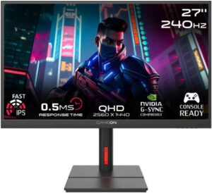 GAMEON Midnight Signature Series Gaming Monitor, 27" Fast IPS Display, QHD Resolution, 240Hz Refresh Rate, 0.5ms Response Time, AMD FreeSync & NVIDIA G-Sync Technology, Black | GOML27QHD240IPS