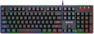 Redragon K509 Dyaus Full Size Gaming Keyboard, 104-Keys, Membrane Key Switch, 6 Backlight Modes, 4 Brightness Levels, Low-Profile Space, 25 Conflict-Free Keys, Wired Connectivity, Black | K509RGB