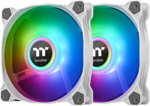 Thermaltake Pure Duo 12 ARGB Sync Radiator Fan, 120mm Fan Size, 1500 RPM Fan Speed, 56.51 CFM Airflow, Hydraulic Bearing, Anti-Mounting, 2-Pack, White | CL-F097-PL12SW-A