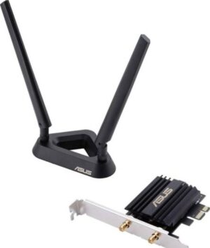 Asus PCE-AX58BT WiFi 6 Adapter: Dual Band, PCI-E, 802.11ax, 2 external antennas, 160MHz, Bluetooth 5.0, WPA3 security, OFDMA, MU-MIMO, 90IG0610-MO0R00