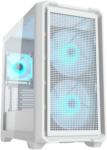 Cougar MX600 RGB ATX Mini Tower Case, 3x Pre-Installed ARGB Fans, Up to 360mm Radiator Support, 10x Max Number of Fans, PWM & RGB Hub Sync with M/B, 2x 3.5" Bay, White | 385GC90.0002