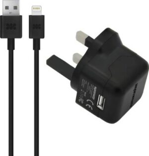 Promate Premium 2.1A Charger with Lightning Connector, Safety Guaranteed, 10x Longer Bend Lifespan, Apple approved charging cable | ChargMateLT-UK