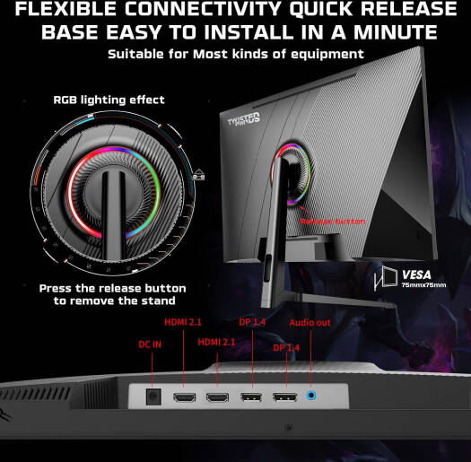 Twisted Minds TM32FHD240VA Supreme Series Gaming Monitor, 32" FHD VA Display, 240Hz Refresh Rate, 1ms Response Time, NVIDIA G-Sync Compatible, 16.7M Colors, Black | TM32FHD240VA - Image 5