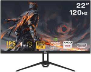 Twisted Minds Eco Series Gaming Monitor, 22" IPS Display, FHD Resolution, 120Hz Refresh Rate, 1ms (OD) Response Time, 16.7m Color Display, Built-In Speakers, Black | TM22FHD120IPS