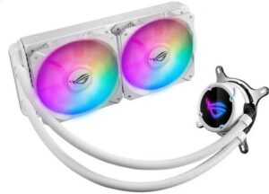 Asus ROG STRIX LC240, RGB 240mm Liquid CPU Cooler, Addressable RGB, 2 x PWM Fan - White | 90RC0062-M0UAY0