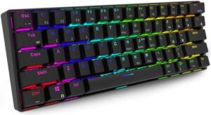 Rk Royal Kludge 61 Lighting Led Backlight Mechanical Gaming Keyboard, USB Cable/Wireless Bluetooth 3.0RGB, Blue Switch, Black | Rk61-01