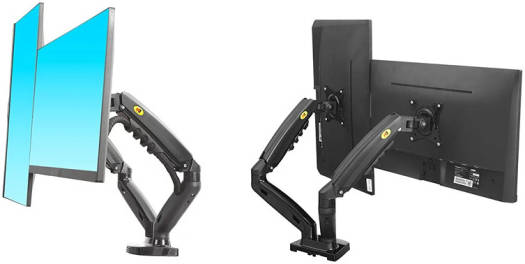 Skill Tech Premium Dual Monitor Mechanical Gas Spring Monitor Arm, 17" - 27" Screen Sizes, 9kg Weight Capacity, 360° Screen Rotation, Up to 2x Monitors, Clamp Mounting, Black | SH-F160 - Image 2