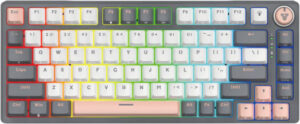 Fantech Atom Pro83 75% Mechanical Gaming Keyboard, 83 Keys, Hotswappable Keys,22 RGB Lighting Modes, Anti-Ghosting Keys, Blue Switch, Adjustable Feet, 2.4GHz, BT5.0, Wired, 2000mAh, Saturn | MK913