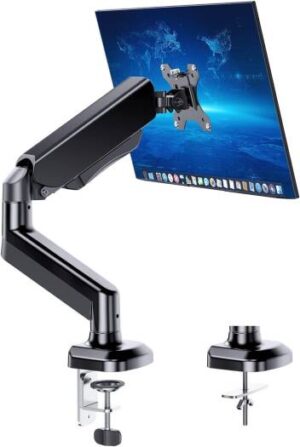 Adjustable Articulating Gas Spring Monitor Arm, Clamp, and Grommet Base for 17 to 32in LCD Monitors up to 14.3lbs