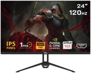 Twisted Minds Eco Series Gaming Monitor, 24" IPS Display, FHD Resolution, 120Hz Refresh Rate, 1ms (OD) Response Time, 16.7m Color Display, Built-In Speakers, Black | TM24FHD120IPS