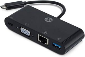 HP USB-C to VGA Multi Connection Hub, 5Gbps Data Transmission, Supports Simultaneous Charge & Sync, 1080p VGA Video Resolution, Compatible With Notebook/Tablet With USB-C Port, Black | 2UX25AA#ABB