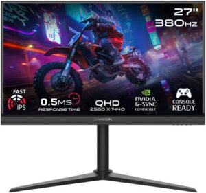 GAMEON Midnight Pro Series Gaming Monitor, 27" Fast IPS Display, QHD Resolution, 380Hz Refresh Rate, 0.5ms Response Time, AMD FreeySync & NVIDIA G-Sync Technology, Black | GOMP27QHD380IPS