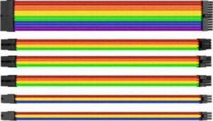 Thermaltake TtMod Sleeve Cable (Cable Extension) – Rainbow, Length: 300 mm, Universal PSU Capability | AC-049-CN0NAN-A1
