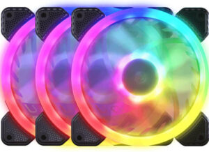 Cougar Vortex VX120 PWM 120MM HDB Cooling ARGB Fan, With 5V-ARGB Header, 600-1500RPM Speed, 3 Pin ARGB Interface, Anti Vibration Damper, ARGB Motherboard Sync, 3 Pack, Black | 3MVX1203.0001