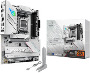 ASUS ROG Strix B850-A GAMING WIFI AM5 ATX Motherboard, AMD B850 Chipset, 4x DIMM DDR5 Slots, Up to 192GB Max Memory, 1x PCIe 5.0 x16 SafeSlot, 4x M.2 Slots, WiFi & BT, White | 90MB1J50-M0EAY0