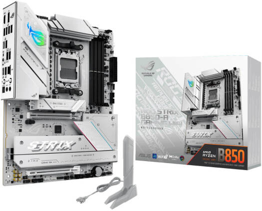 ASUS ROG Strix B850-A GAMING WIFI AM5 ATX Motherboard, AMD B850 Chipset, 4x DIMM DDR5 Slots, Up to 192GB Max Memory, 1x PCIe 5.0 x16 SafeSlot, 4x M.2 Slots, WiFi & BT, White | 90MB1J50-M0EAY0