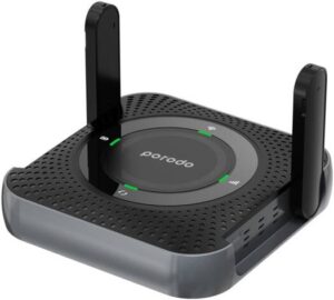 Porodo portable CPE MiFi 3G/4G Wireless Router, ZTE CPU, 4G Bands, 2.4G WiFi, 150Mbps Download & 50Mbps Upload Speed, 4000 mAh Battery Capacity, Black/Grey | PD-4GCPMF-BKGY