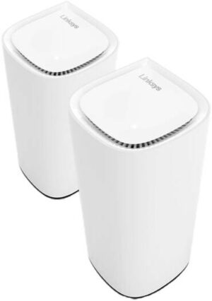 Linksys Velop Pro 6E Tri-Band Mesh Router, up to 600 Mbps on 2.4GHz, up to 2400 Mbps on 5GHz & 6GHz Wi-Fi Speed, 1Gigabit WAN & 1Gigabit LAN Port, Pack of 2, White | MX6202