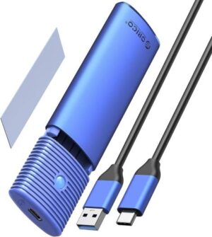 ORICO Aluminum M.2 SATA SSD Enclosure, Tool-Free 5Gbps USB-C Adapter, USB 3.2 M.2 SATA Reader, For 4TB 2230/2242 /2260/2280 SATA-Based B-Key/B+M-Key SSDs, Blue | PWM2-BL-EP