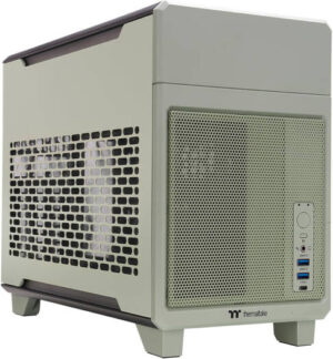 Thermaltake TR100 Mini-ITX Computer Case, up to Two 120mm / 140mm Top Fans, 360mm GPUs & 280mm AIO Liquid Cooler Support, Removable Dust Filters, Tool-Free Panels, Matcha Green | CA-11A-00SENN-00