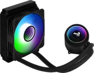 Aerocool Mirage L120 120mm ARGB Intel/AMD CPU Liquid Cooler, Stainless Steel Bearing, 120mm Hydraulic Bearing Fan, 1800 rpm Fan Speed, 72.2 CFM Airflow, 60000 Hrs MTBF, Black | MIRAGE-L120