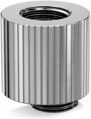 EKWB EK-Quantum Torque Rotary Offset 3mm Revolvable Adapter Fitting, G1/4" Male - Female Threaded, Brass Material, 360° Rotatable Axis, Sealed with EPDM O Rings, Satin Titanium | 3831109832790