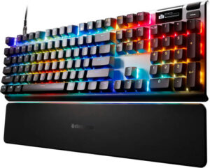 SteelSeries Apex Pro Gen 3 Full Size Mechanical Gaming Keyboard, OmniPoint 3.0 Adjustable HyperMagnetic Switches, Double Shot PBT Keycaps, US English Layout, Wired Connectivity, Black | 64660
