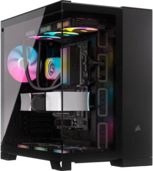 Corsair 6500X Mid-Tower Computer Case, Up to 360mm Radiator & 10x Fan Support, Tempered Glass, Dual Chamber Design, Modern Front Panel I/O, Wide Cooling Flexibility, Black | CC-9011257-WW