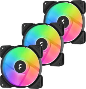 Fractal Design Aspect 12 RGB Case Fan, 120mm Size, 1200RPM Speed, 18.3 dB Noise Level, Rifle Bearing, Black Frame, 3 Pack | FD-F-AS1-1206