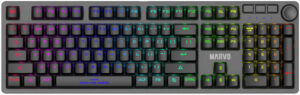 MARVO KG954 Full Size Mechanical Gaming Keyboard, Jixian Red Switches, Anti-Ghosting Keys, Double-Shot Key Caps, English Layout, 1.6m Cable Length, Detachable Type-C Cable, Black | KG954-R