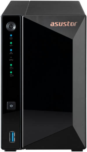 Asustor Drivestor 2 Pro AS3302T 2-Bay NAS Enclosure, Realtek RTD1296 1.4GHz CPU, 2GB DDR4 Memory, 3.5"/2.5" SATA HDD & 2.5" SATA SSD Compatible, 3x USB3.2/Ethernet Port, Black | AS3302T
