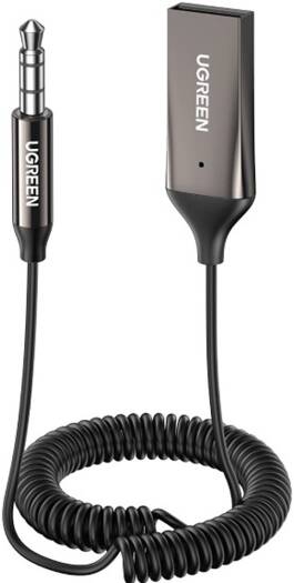 UGREEN USB 2.0 to 3.5mm Bluetooth Adapter, High-quality Crystal-clear Audio Transmission, Bluetooth 5.0 Wireless Audio Adapter, Built-in Microphone for Making Calls on the Go, 5M Range, Black | 70601