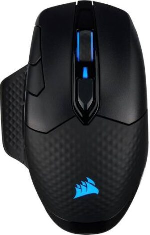 Corsair Dark Core RGB Pro SE Gaming Mouse, 18K DPI, PAW3392 Optical Sensor, 8 Programmable Buttons, 9 Zone RGB, Tri-Mode Connectivity, BT/Wired/Dongle, 1.8m Braided Fiber Cable, Black | CH-9315511-EU