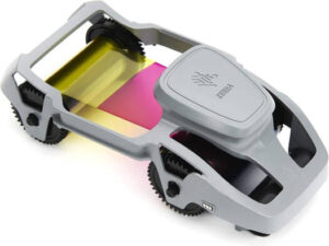 Zebra 800300-250EM Printer Ribbon, Full-Color Printing, 200 Prints Per Roll, Protective Overlay, Monochrome Black Panel, Gray | 800300-250EM