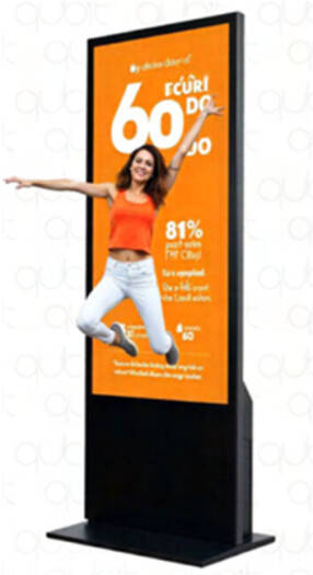 Qbit Kiosk Indoor Digital Signage, 49" Inch IR Touch Interactive 4K UHD Display, Intel Core i7, 16GB RAM, 256GB, Floor standing, Cloud Control, HDMI/USB Port, LAN, Wifi, Windows 10, Black | 49QTKIS4KW