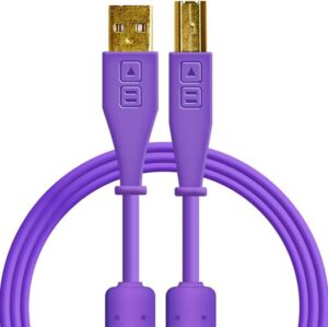 DJTT Chroma Cables Audio Optimized USB-A to USB-B Cable, Dual Slimline Ferrites Prevent Signal Dropouts, 480 Mbps Data Transfer Rate, Gold Connectors, Velcro Cable Strap, 1.5m, Purple | 10193000084