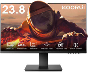 KOORUI 24P01 Monitor, 23.8" FHD VA Display, 100Hz Refresh Rate, Up to 4ms Response Time, Free-Sync & G-Sync Technologies, Built-In Speakers, VESA Compatible, Black | 24P01