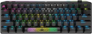 Corsair K70 RGB Pro Mini Wireless Mechanical Gaming Keyboard, Swappable Cherry MX Switches, PBT Double Shot Keycaps, For PC / Mac / Mobile / Playstation, English Layout, Black | CH-9189010-NA