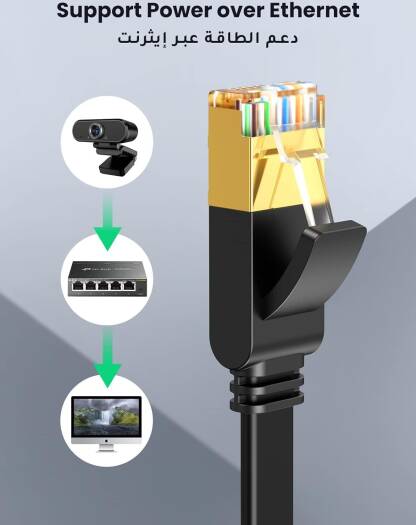 UGREEN NW106 Ethernet Cable Cat7 Gigabit Network Cable, High-Speed Flat 10Gbps, RJ45 Ethernet Cable Patch Cable, Compatible for Gaming PS5 / 4 / 3, Xbox Laptop Modem Router PC, 1 Meter, Black | 11260 - Image 2