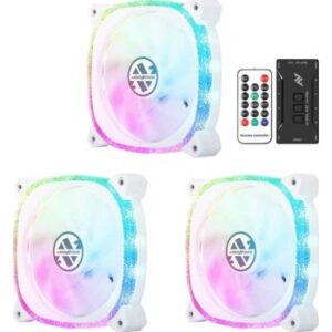 Abkoncore CF120 ARGB Spectrum Sync (3 in 1) Pack of 3 ARGB 120 mm LED Fans With Control Box and Remote Control - Diamond | CF120