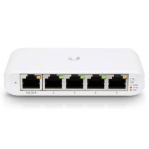 Ubiquiti Networks UniFi USW Flex Mini 5-Port Gigabit Managed Switch, with USB-C Power Adapter, 10 Gb/s Switching Capacity, 7.44 Mpps Fwd Rate, Compact, Fanless Design, White | USW-Flex-Mini