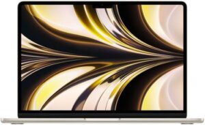 Apple MacBook Air 13.6'' Retina Display Laptop , M2 Chip, 8 Core CPU, 8 Core GPU, 8GB RAM, 256GB SSD Storage, Touch ID, English Arabic KB, TRA - UAE Version, Starlight | MLY13AB/A