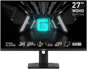 MSI G274QPX Gaming Monitor, 27" WQHD Rapid IPS, 240Hz Refresh Rate, 1ms (GtG) Response Time, NVIDIA G-Sync Technology, 1.07B Color Support, Narrow Edge-to-Edge Bezel, Black | 9S6-3CC29H-079