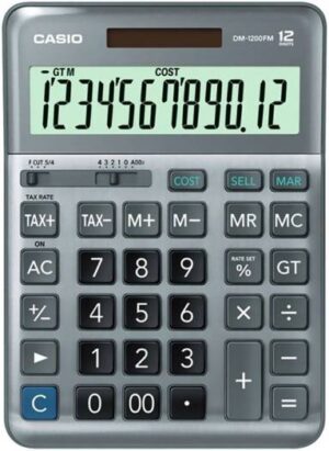 Casio 12-Digits Calculator, Extra Large Display, Function Command Signs, 3-Digit Comma Markers, Plastic Keys, Grey | N52617029A