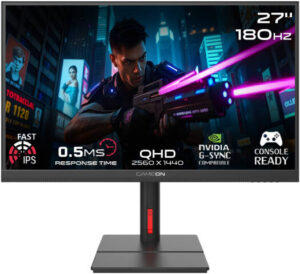 GAMEON Midnight Signature Series Gaming Monitor, 27" Fast IPS Display, QHD Resolution, 180Hz Refresh Rate, 0.5ms Response Time, AMD FreeSync & NVIDIA G-Sync Technology, Black | GOML27QHD180IPS