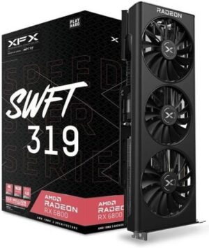 XFX Speedster SWFT 319 AMD Radeon™ RX 6800 CORE Gaming Graphics Card, 16GB GDDR6 256 Bit Memory, 2105 MHz Boost Clock, 16 Gbps Memory Clock, 3840 Stream Processors, Black | RX-68XLAQFD9