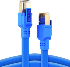 Nexus Patch Cord CAT6-A SFTP Network Cable, 10 Gbps Transfer Rate, 350Mhz Speed & Frequency, 23AWG Full Bare Copper Conductor Material, Weather Proof PVC Jacket, 5M Length, Blue | 5MCAT6A